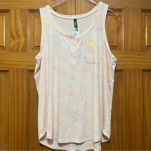 Torrid White/Pink Patterned Sleeveless Relaxed Pajama Tank